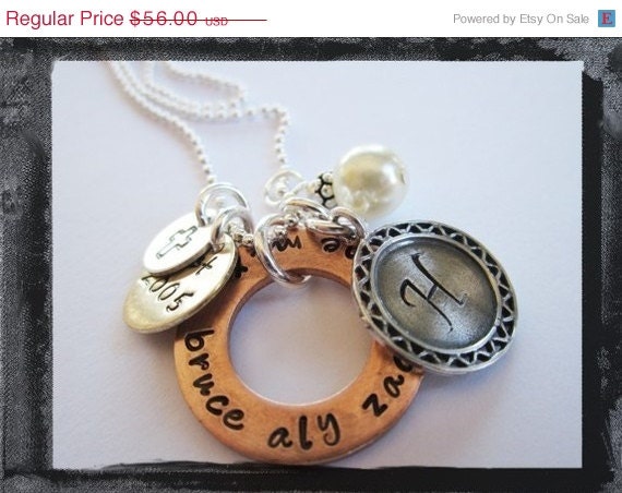 Mixed Metal Hand Stamped Necklace Personalized Necklace