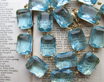 Aqua statement necklace, georgian collet necklace, Anna Wintour necklace, aquamarine necklace. Beyond the Sea