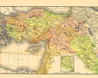 old map of Fes Fez Morocco from the1950's by French by ArtDeco