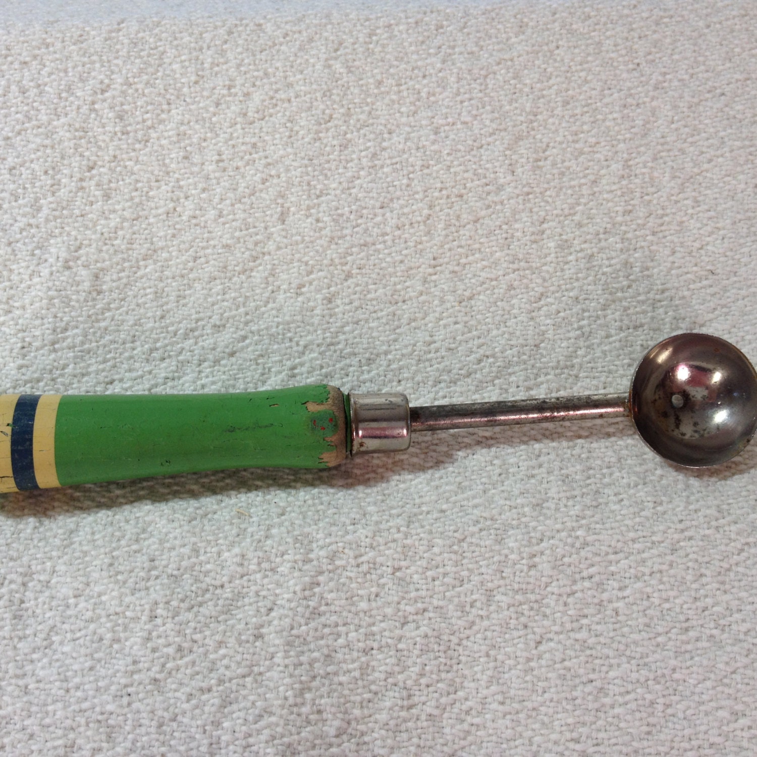 vintage 1930's melon baller green painted wooden by SweetThursday