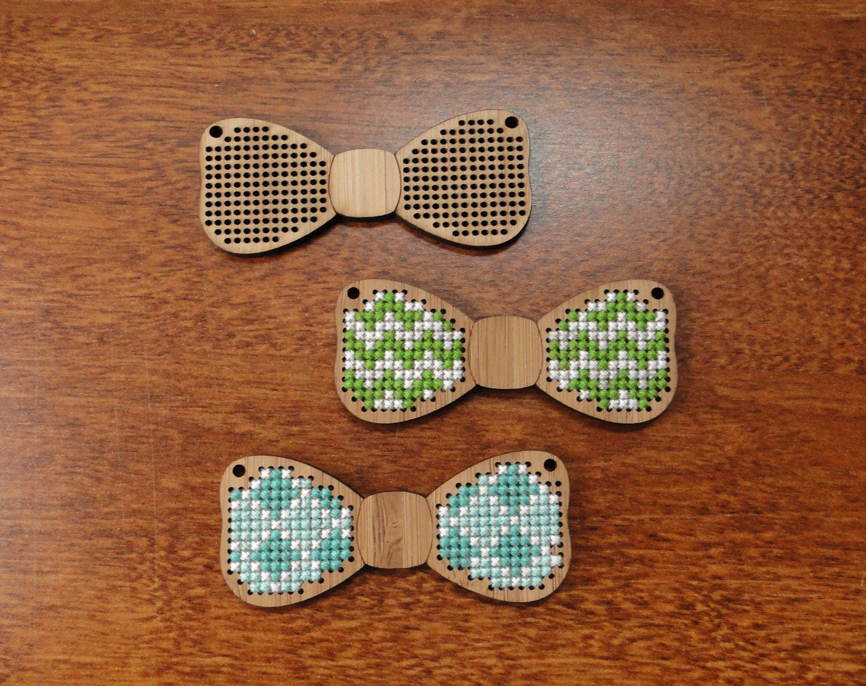 Bow Tie Cross Stitch Pendant blank in bamboo stitch your own