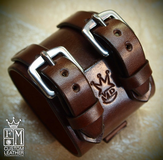 Leather wrist cuff Best quality Brown Depp style bracelet Made for You in NYC by Freddie Matara