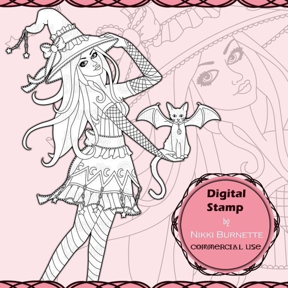Items similar to Digital Stamp Printable Coloring Page Fantasy Art