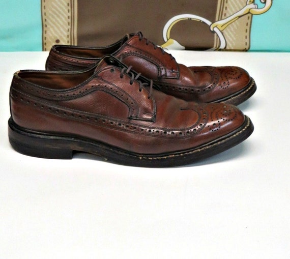 Mens Shoes 50s Brown Leather Oxfords Sz.9D Saw by vintageandmore