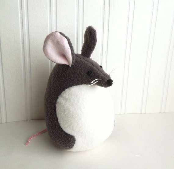 Large Gray Mouse Stuffed Animal Handmade Plush Toy by bubbletime