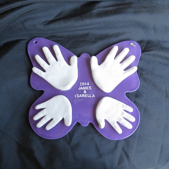 Hand and Footprint Butterfly OUTPIRNT 3D Plaque by Mail and Mold Kit