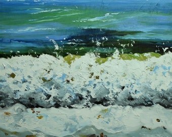 Wave painting 29 24x24 inch seascape landscape original oil painting by Roz