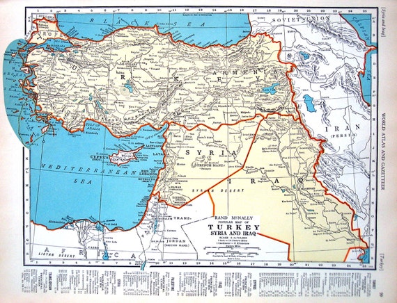 Map Of Turkey And Map Of Palestine 1936 By Mysunshinevintage