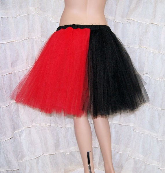 Harley Quinn Split Red Black Romance Knee Length TuTu skirt adult All 