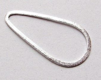 35mm Petal Teardrops Shaped Bali .925 Sterling Silver Brushed Line Texture Charms Connectors Components (2 beads)