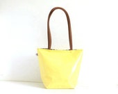 Yellow  Tote handbag , Women tote bag , Yellow purse ,  Faux patent leather handbag Leather handles by Alfa studio