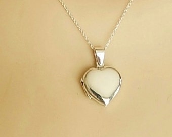 Sterling silver heart locket necklace