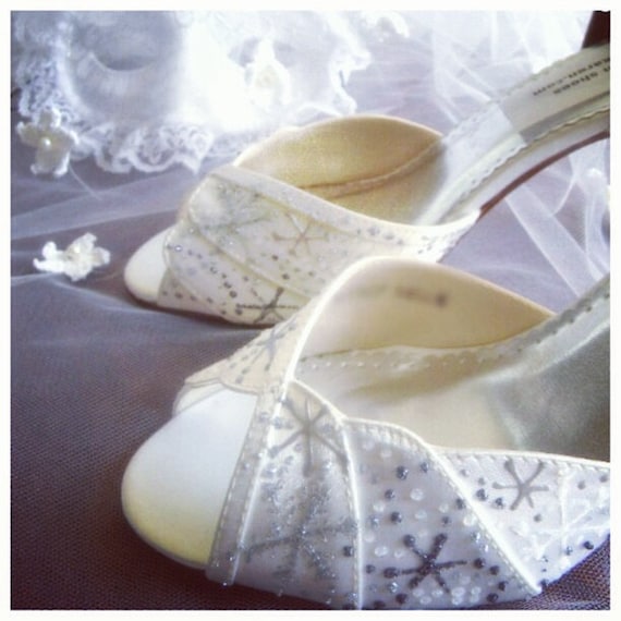 Wedding Shoes Bridal snowflakes  Winter Wedding Lindsey