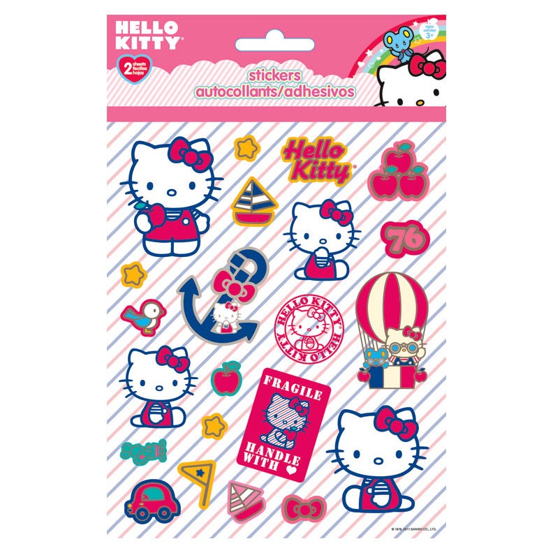 Hello Kitty Stickers 2 Sheets Great for Scrapbooking by iluvdesign