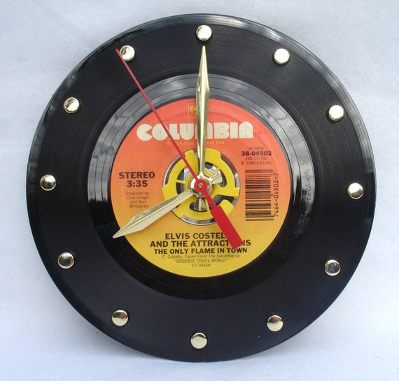 ELVIS COSTELLO 45rpm Recycled Record Clock 7 The by ItsOurEarth