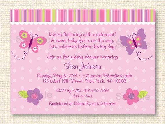 Baby Girl Butterfly Baby Shower Invitation PRINTABLE