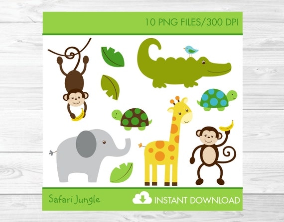 Cute Jungle Animal Clipart / Safari Clipart / Jungle Animal Baby Shower / Safari Baby Shower / PERSONAL USE Instant Download Il_570xn