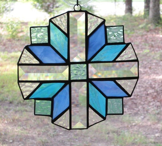 Stained Glass Suncatcher Cross Quilt by CartersStainedGlass