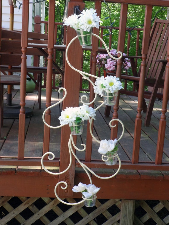 Plant Holder Wrought Iron Shabby Chic Creamy White Wall