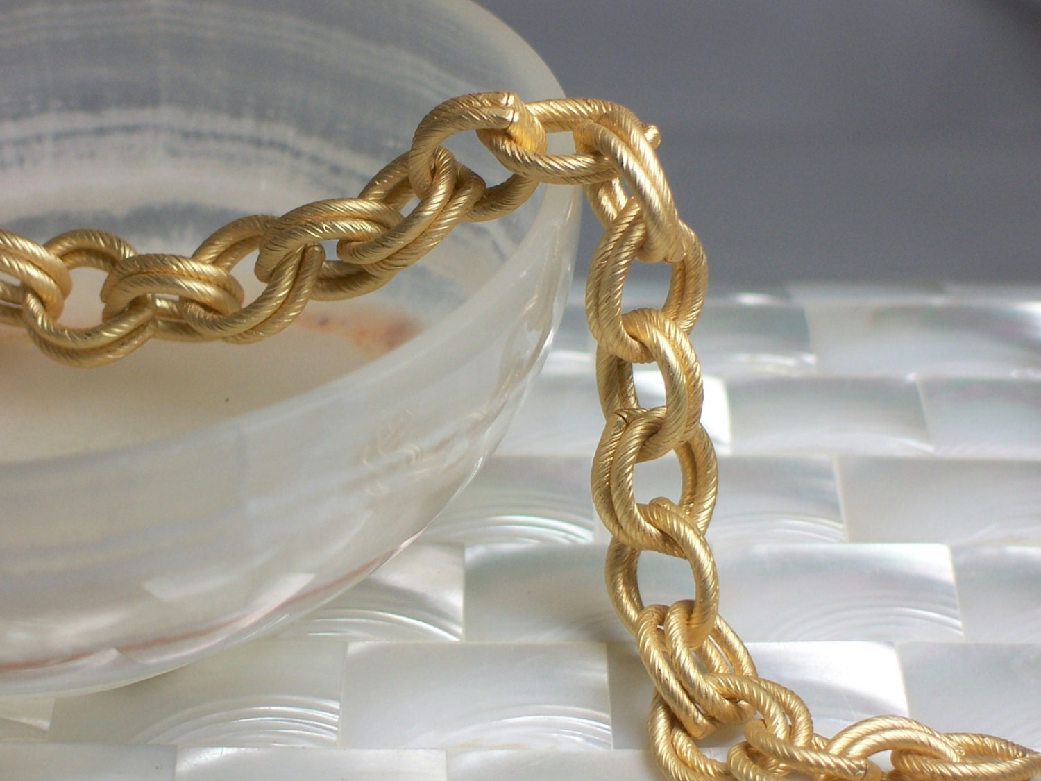 1 Foot Textured Large Double Link Chain Matte Gold Chain