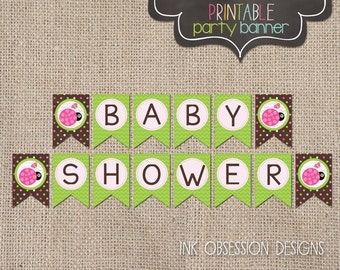 Printable Baby Shower Banner Bunting PDF by InkObsessionDesigns