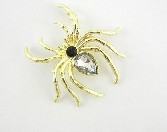 Large Gold-tone Rhinestone Spider Pendant