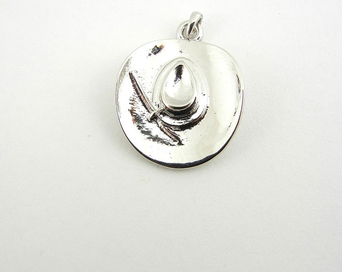 Dimensional Silver-tone Cowboy Hat Pendant