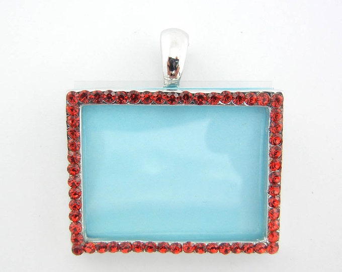 Red Rhinestone Frame Pendant Magnetic Clasp