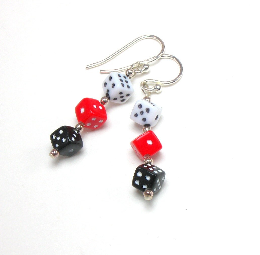 Dice Earrings on Sterling Silver Earwires