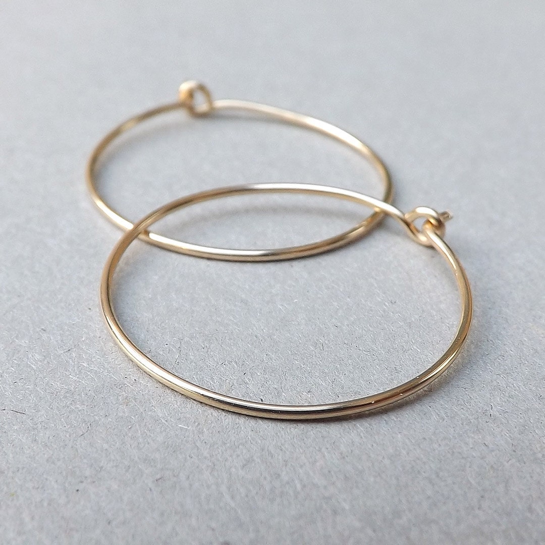 14k Gold Hoop Earrings Solid Gold Hoops Simple Gold by ArtistiKat