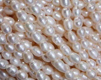 Large Hole 8mm-9mm Rice Pearls with 2mm hole, leather and pearls, macrame pearls, 2mm hole rice pearls,pearls for leather, large hole pearls