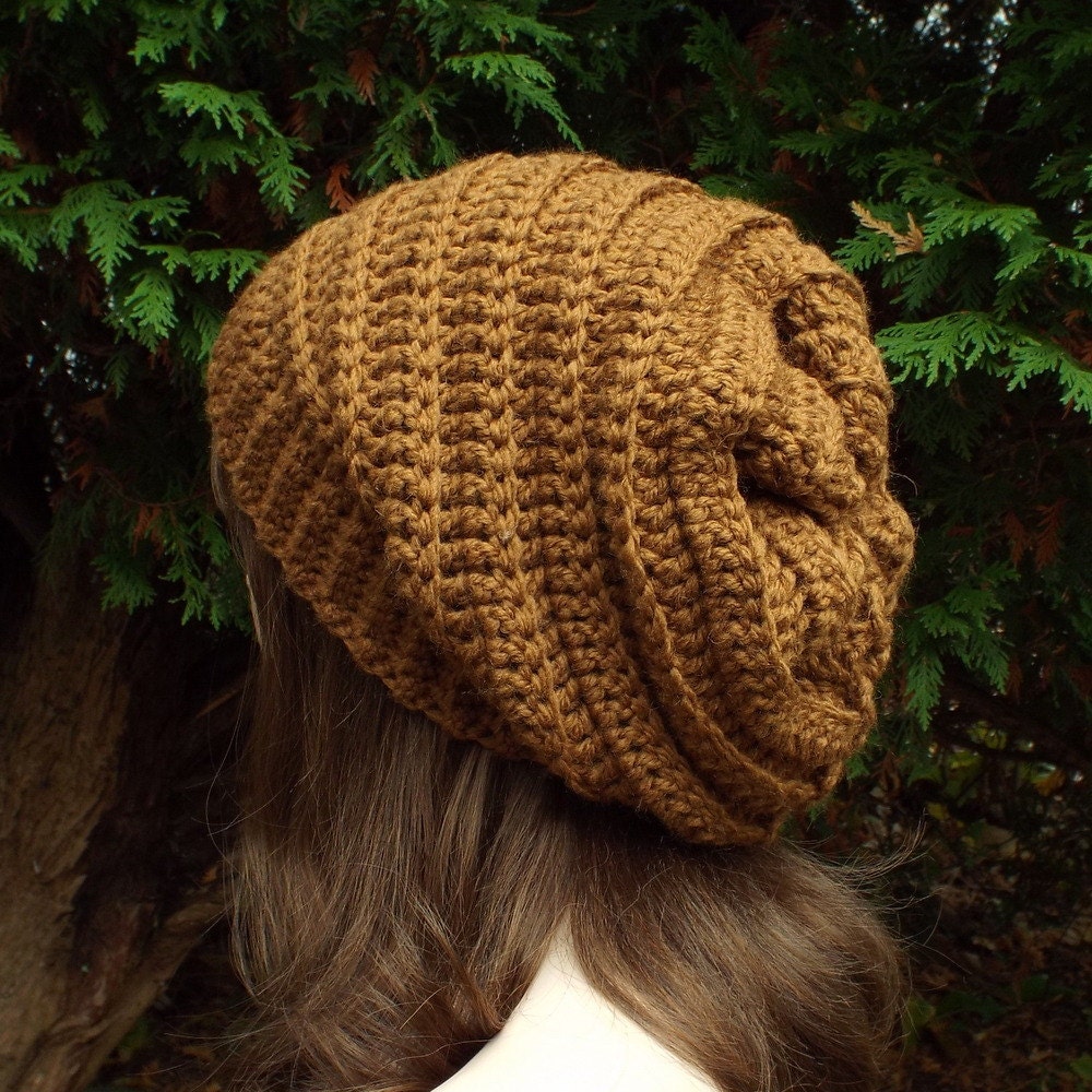 Chestnut Brown Slouchy Crochet Hat Womens Slouch Beanie