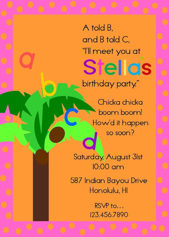 Chicka Chicka Boom Boom Printable Invitation Il_570xn