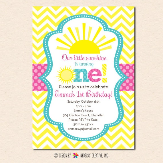 You Are My Sunshine 1St Birthday Invitations 7