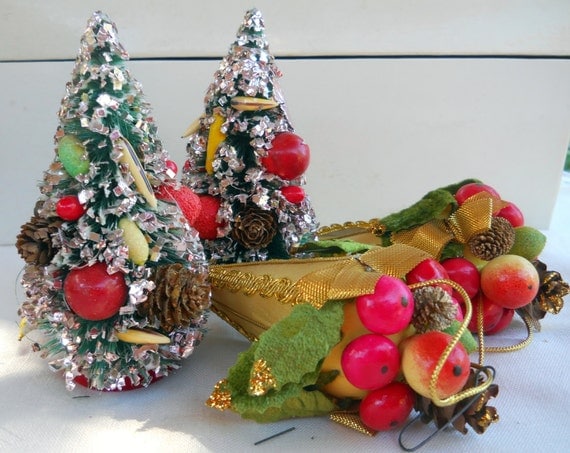 bottle tree miniature brush Foil Miniature Glitter Bottle  Tree Christmas Sisal Brush Tree