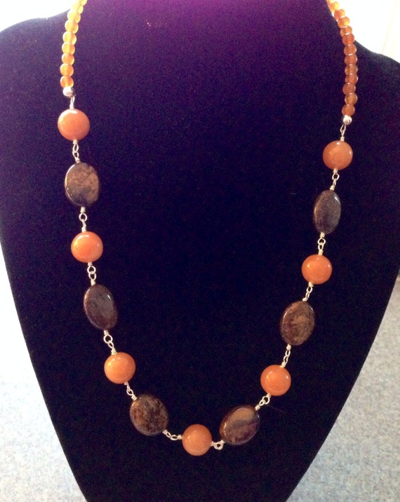 Items similar to SALE- Gemstone Necklace,Bronzite & Jasper,Handmade ...