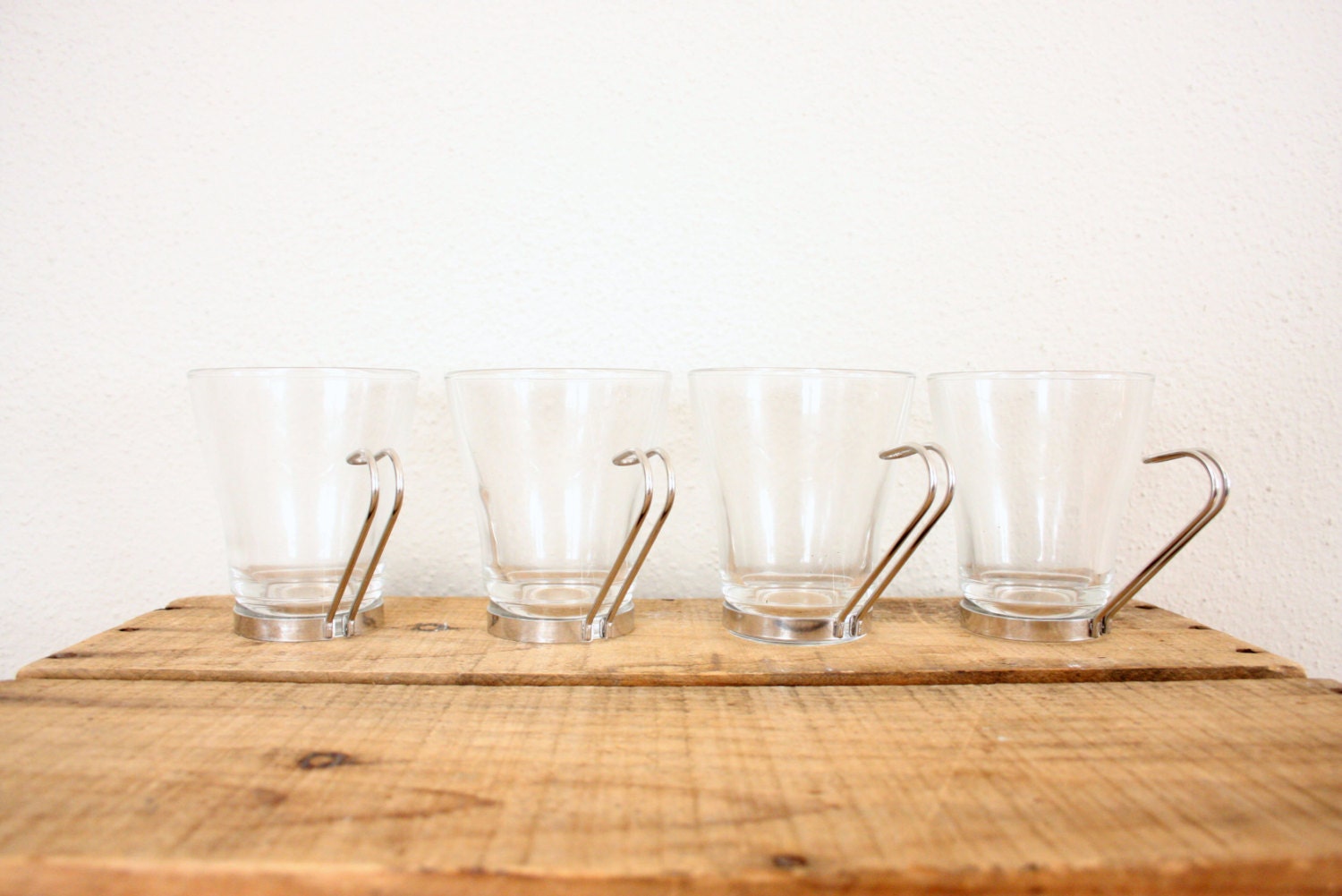 SALE Vintage Espresso Cups Vintage Glass and Chrome Glassware Retro