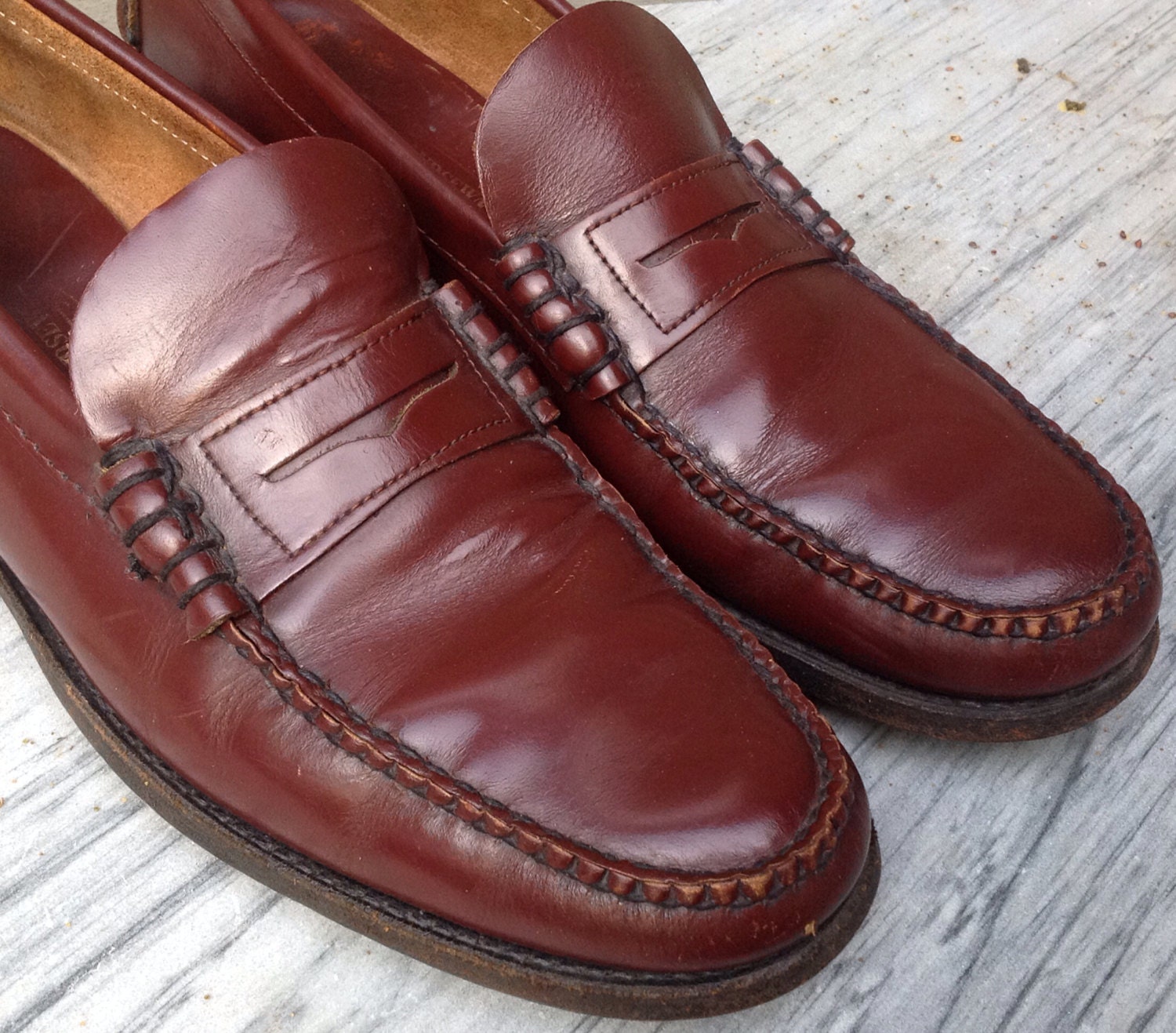 Size 13 Hand Sewn Penny LOAFERS Leather Soles mens by MODMARGE