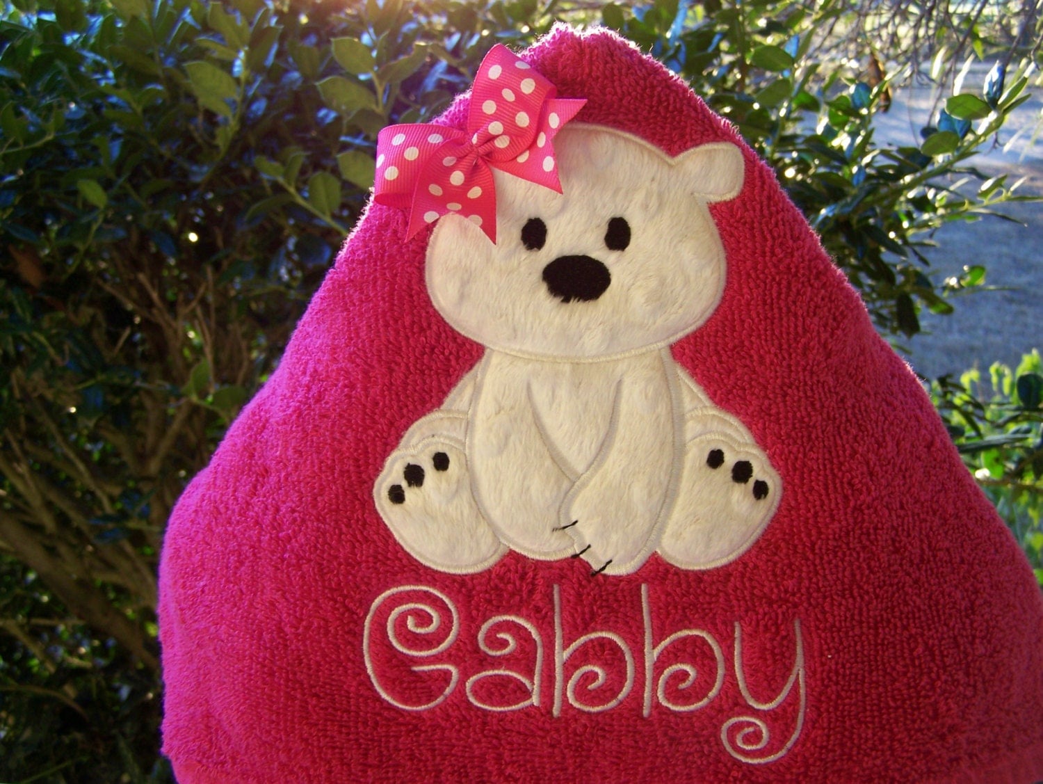 Personalized kids hooded bath towel. hooded beach towel. polar