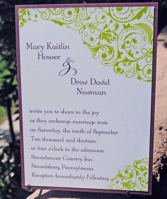 Plum And Green Wedding Invitations 5