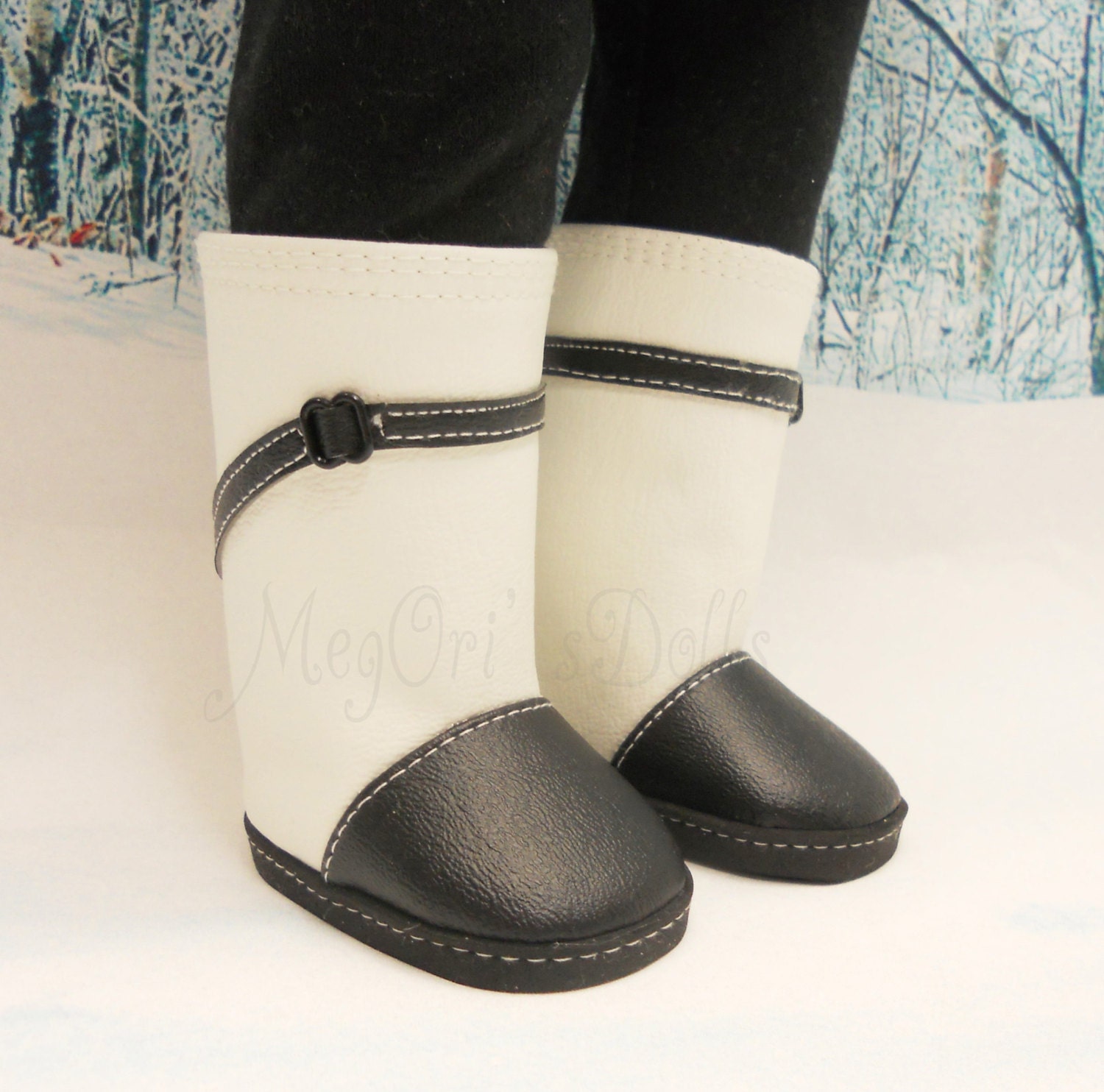 18 Doll Boots Two Tones Boots Black Cream