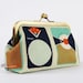 Metal frame clutch bag - Transistors - Bag purse / Melody Miller / cintage transistors / mod retro / navy blue teal white orange / music