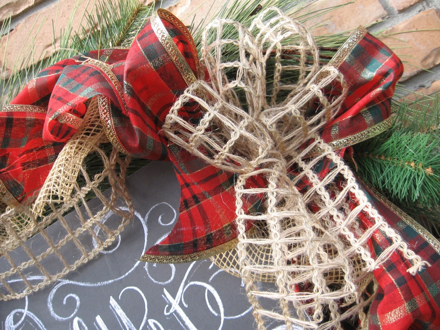 O HOLY NIGHT chalkboard sign wreath realistic pine