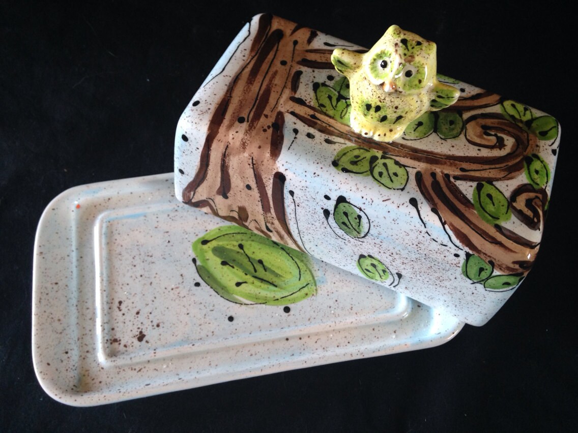 Owl double butter dish.... European style