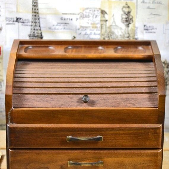GORGEOUS vintage jewelry box that disguised itself as a roll-up desk ...