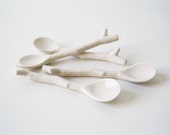 Tiny Porcelain Twig Spoon - Set of 4