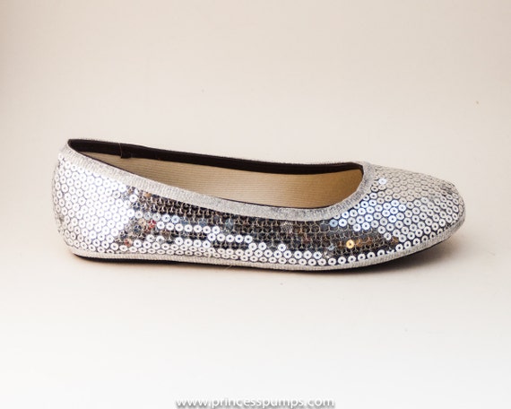 New Silver Cinderella Sequin Ballet Flat Slippers by princesspumps