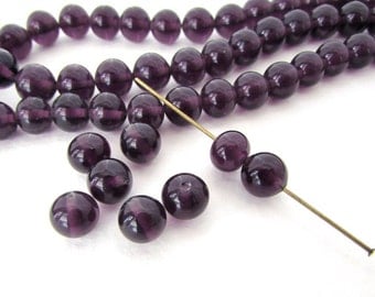Vintage Japanese Beads Amethyst Glass Rounds 8mm vgb0803 (10)