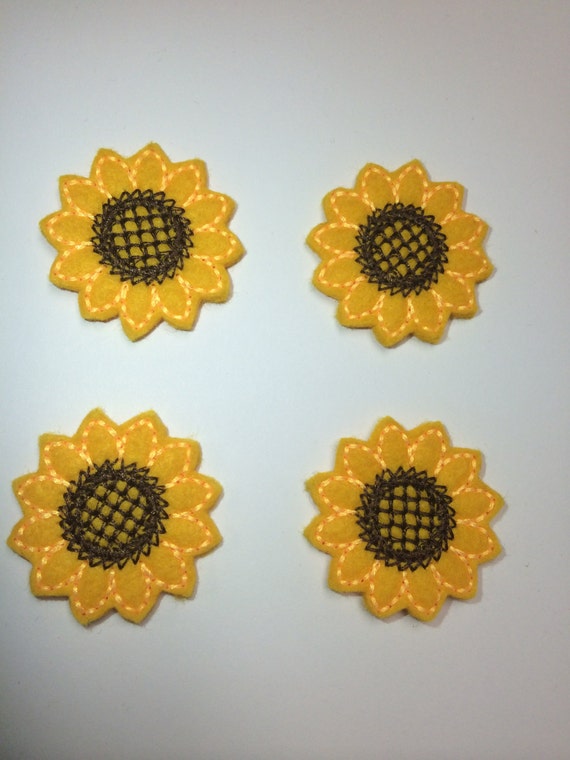 Sunflower Embroidered Felt Applique