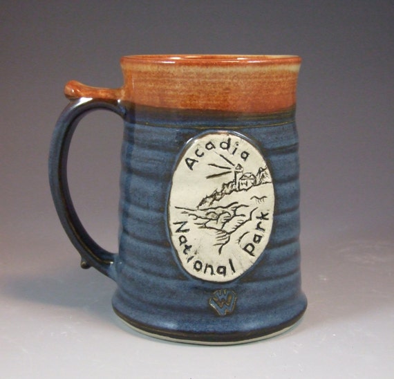 Wheel Thrown Acadia National Park Bass Harbor Lighthouse Mug